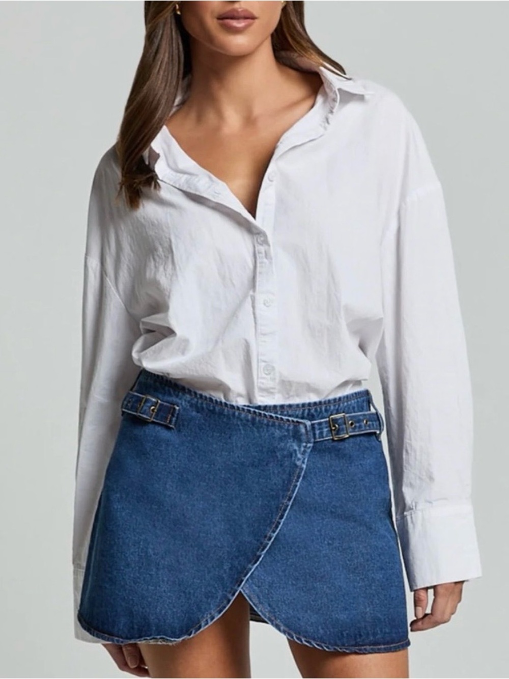 Lioness Dark Denim Mini Skirt with Wrap Detail
